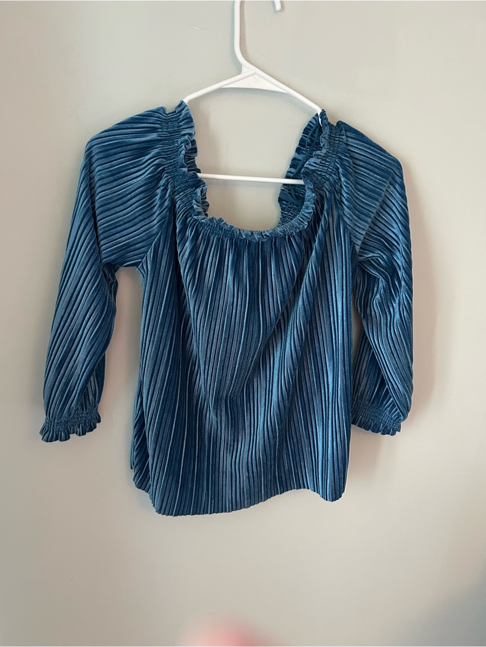 Banana Republic Teal Blue Pleated Long-Sleeve Blouse